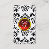 Carte De Visite DAMASK MONOGRAM gem rouge rubis oeillet (Dos)