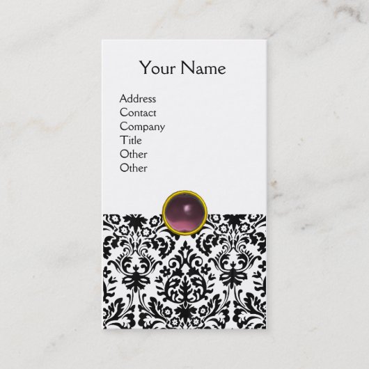 Carte De Visite DAMASK MONOGRAM gem violet blanc clair (Devant)