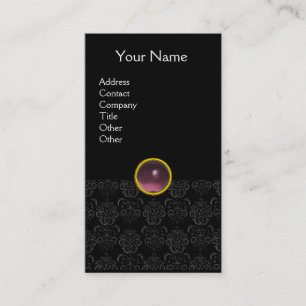 Carte De Visite DAMASK MONOGRAM gem violet clair noir
