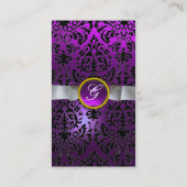Carte De Visite DAMASK MONOGRAM gemme blanc violet ruban (Dos)