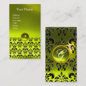 Carte De Visite DAMASK MONOGRAM gemme jaune (Devant / Derrière)