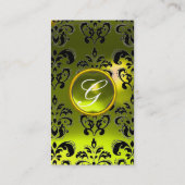 Carte De Visite DAMASK MONOGRAM gemme jaune (Dos)
