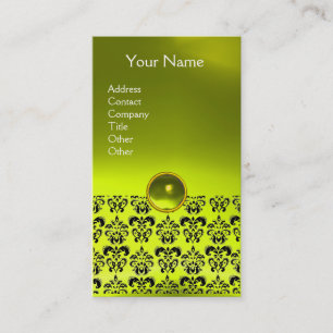 Carte De Visite DAMASK MONOGRAM gemme jaune