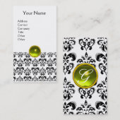 Carte De Visite DAMASK MONOGRAM gemme jaune blanc (Devant / Derrière)