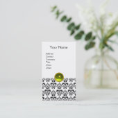 Carte De Visite DAMASK MONOGRAM gemme jaune blanc (Debout devant)