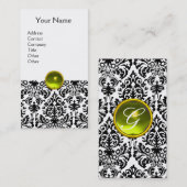 Carte De Visite DAMASK MONOGRAM gemme jaune blanc (Devant / Derrière)