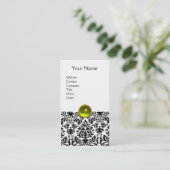 Carte De Visite DAMASK MONOGRAM gemme jaune blanc (Debout devant)