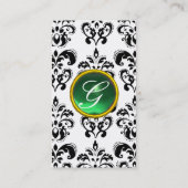 Carte De Visite DAMASK MONOGRAM gemme vert blanc (Dos)
