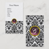 Carte De Visite DAMASK MONOGRAM gemme violet platine claire (Devant / Derrière)