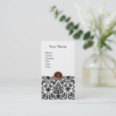 Carte De Visite DAMASK MONOGRAM gemme violet platine claire (Debout devant)