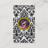 Carte De Visite DAMASK MONOGRAM gemme violet platine claire (Dos)