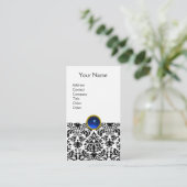 Carte De Visite DAMASK MONOGRAM Jeu lin bleu (Debout devant)