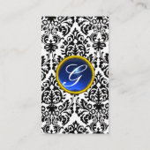 Carte De Visite DAMASK MONOGRAM Jeu lin bleu (Dos)
