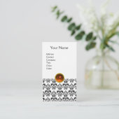 Carte De Visite DAMASK MONOGRAM Jeu lin orange (Debout devant)