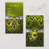 Carte De Visite DAMASK MONOGRAM joyau jaune ruban blanc (Devant / Derrière)
