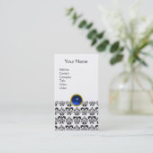 Carte De Visite DAMASK MONOGRAM perle bleue (Debout devant)