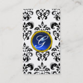 Carte De Visite DAMASK MONOGRAM perle bleue (Dos)