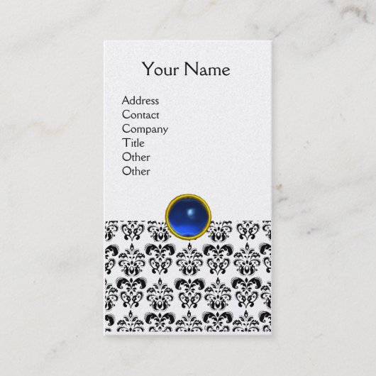 Carte De Visite DAMASK MONOGRAM perle bleue (Devant)