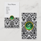 Carte De Visite DAMASK MONOGRAM perle verte (Devant / Derrière)