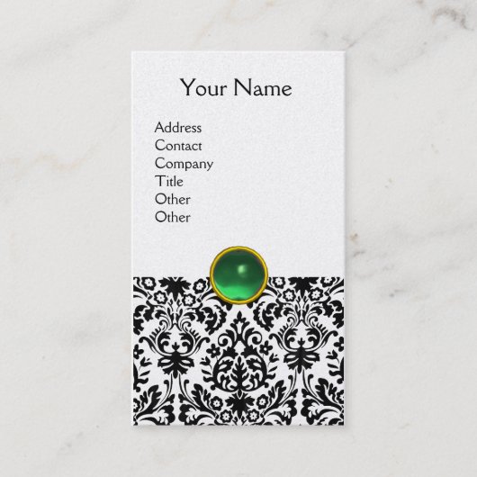 Carte De Visite DAMASK MONOGRAM perle verte (Devant)