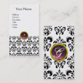 Carte De Visite DAMASK MONOGRAM perle violette (Devant / Derrière)