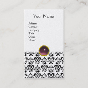 Carte De Visite DAMASK MONOGRAM perle violette