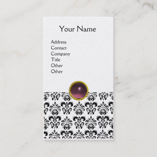 Carte De Visite DAMASK MONOGRAM perle violette (Devant)