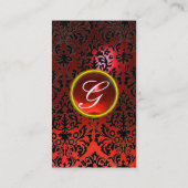 Carte De Visite DAMASK MONOGRAM rouge rubis blanc clair (Dos)