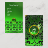 Carte De Visite DAMASK MONOGRAM vert émeraude (Devant / Derrière)