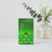 Carte De Visite DAMASK MONOGRAM vert émeraude (Debout devant)