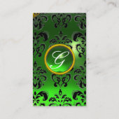 Carte De Visite DAMASK MONOGRAM vert émeraude (Dos)