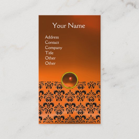Carte De Visite DAMASK MONOGRAMME gemme jaune (Devant)