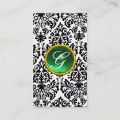 Carte De Visite DAMASK MONOGRAMME gemme vert blanc (Dos)