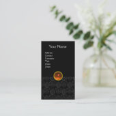 Carte De Visite DAMASK MONOGRAS gemme orange noir (Debout devant)
