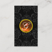Carte De Visite DAMASK MONOGRAS gemme orange noir (Dos)