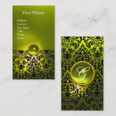 Carte De Visite DAMASK MONOGRAS Jeu jaune blanc (Devant / Derrière)