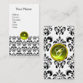 Carte De Visite DAMASK MONOGRAS Jeu lin jaune (Devant / Derrière)