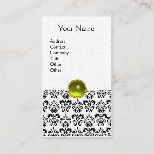 Carte De Visite DAMASK MONOGRAS Jeu lin jaune (Devant)