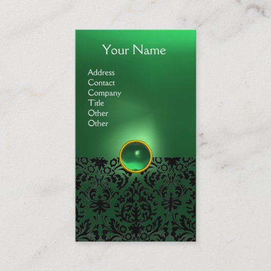 Carte De Visite DAMASK MONOGRAS Jeu vert blanc (Devant)
