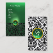 Carte De Visite DAMASK MONOGRAS Jeu vert blanc (Devant / Derrière)