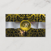 Carte De Visite DAMASK MONOGRAS ruban blanc noir jaune (Dos)