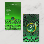 Carte De Visite DAMASK MONOGRAS vert de gemme (Devant / Derrière)