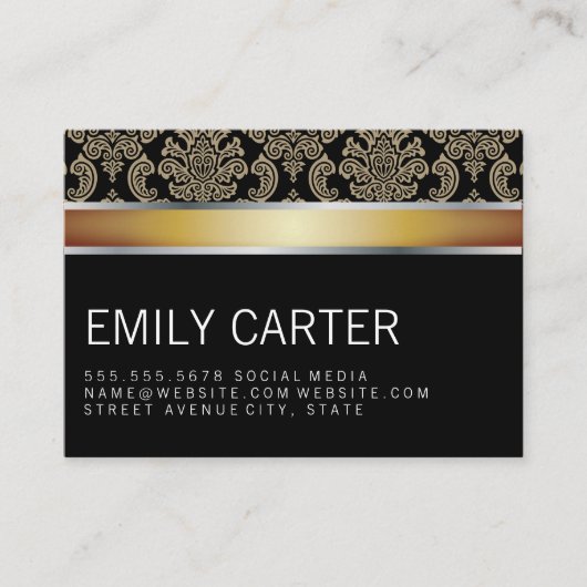 Carte De Visite Damask Pattern Gold Executive (Devant)