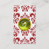 Carte De Visite DAMASK ROUGE MONOGRAM perle jaune (Dos)