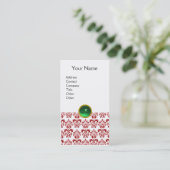 Carte De Visite DAMASK ROUGE MONOGRAMME vert pâle (Debout devant)