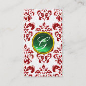 Carte De Visite DAMASK ROUGE MONOGRAMME vert pâle (Dos)