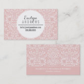 Carte De Visite DAMASK SIMPLE SPOT motif cool rose pâle gris (Devant / Derrière)
