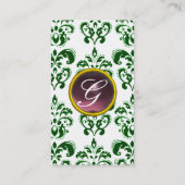 Carte De Visite DAMASK SOMBRE VERT MONOGRAM gem violet blanc clair (Dos)