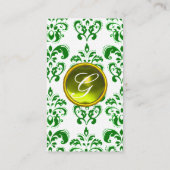 Carte De Visite DAMASK VERT MONOGRAM Jeu lin jaune (Dos)