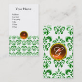 Carte De Visite DAMASK VERT MONOGRAMME gem orange (Devant / Derrière)